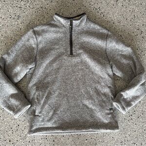 Orvis Heather Gray Half-Zip Pullover Sweater with Sherpa Lining